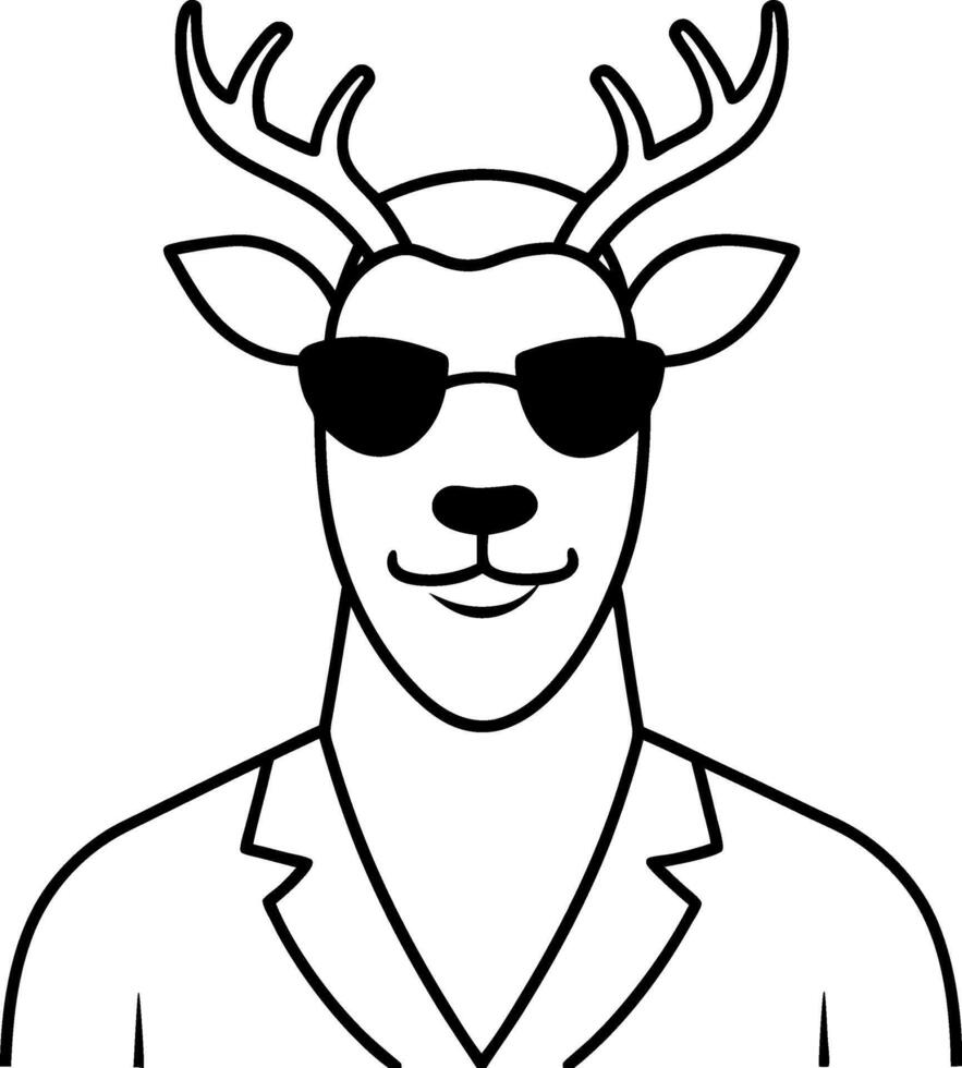 An adult deer with sunglasses and confident smile with teeth art vector