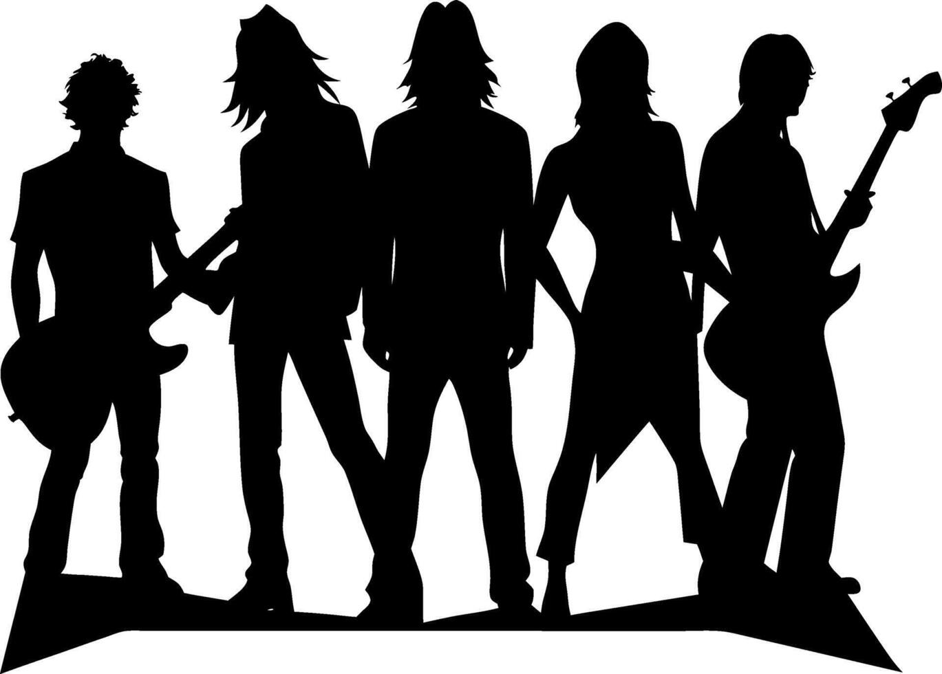 Band Silhouette Full Lineup vector
