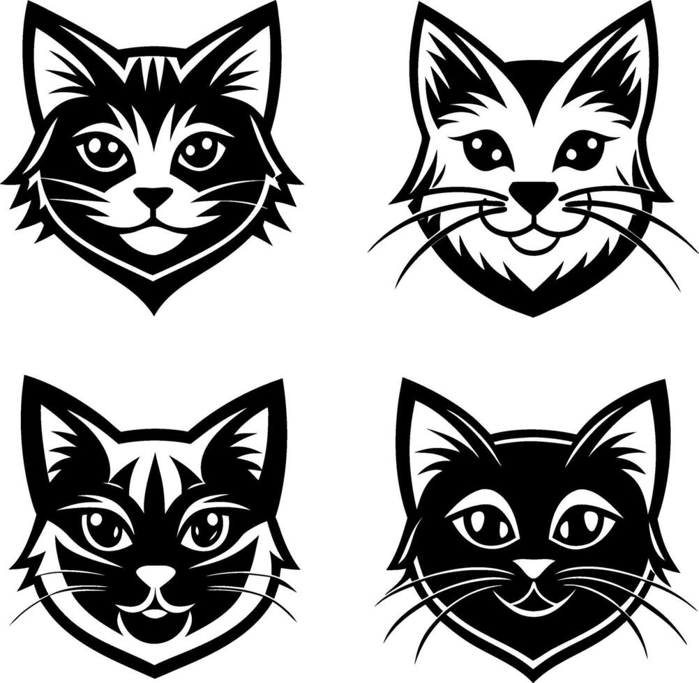 cute cat silhouette design art vector