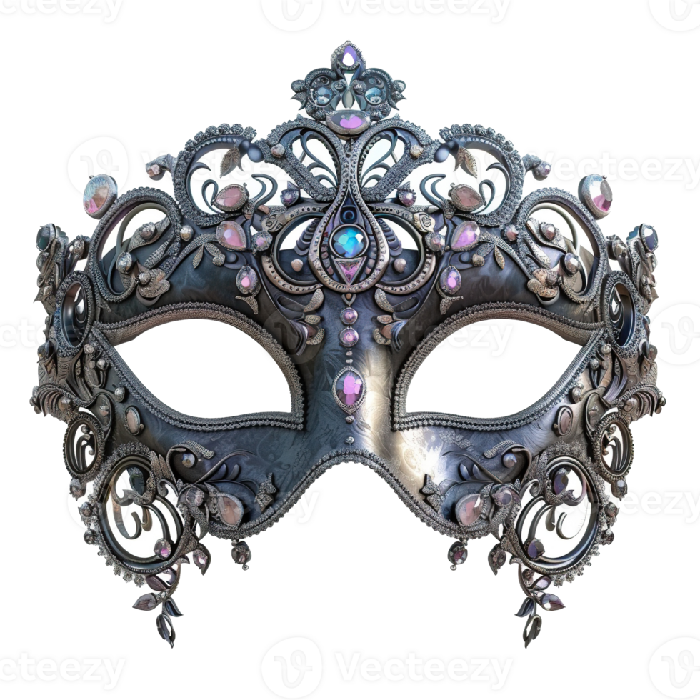 florido plata y piedra preciosa veneciano carnaval máscara png