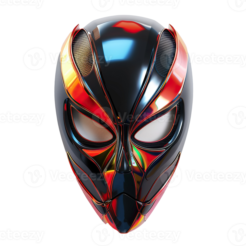 Shiny Red and Black Mask with Detailed Design png
