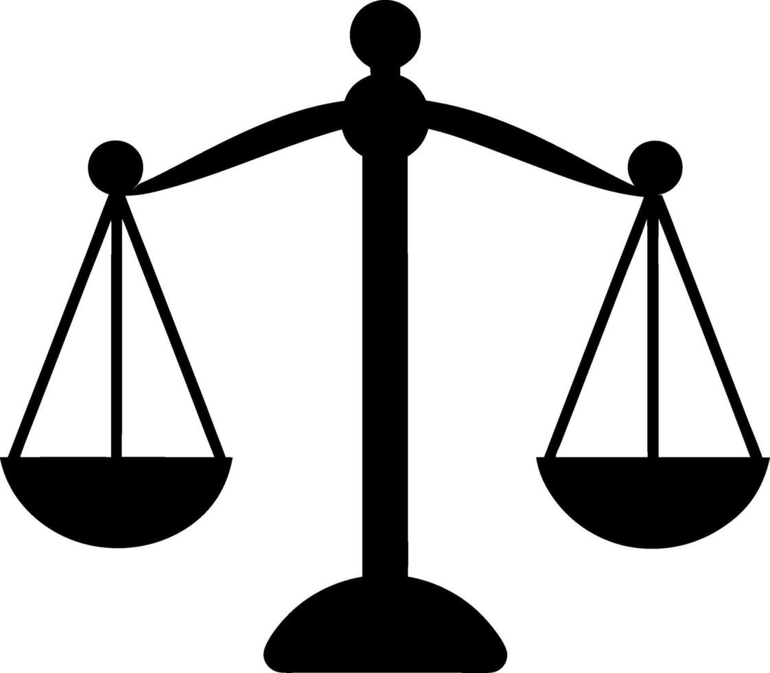 Judge scale silhouette icon trade weight and legal court symbol illustration vector