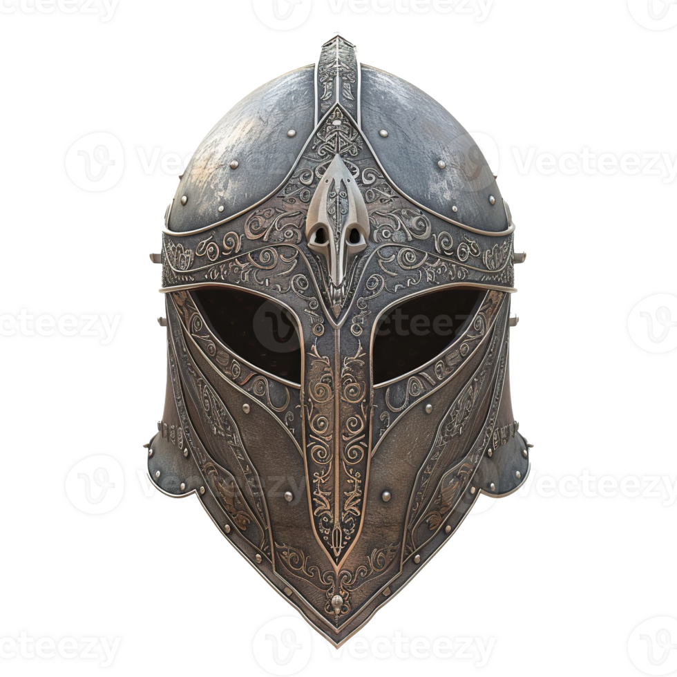 Ornate Medieval Knight's Helmet with Detailed Design png