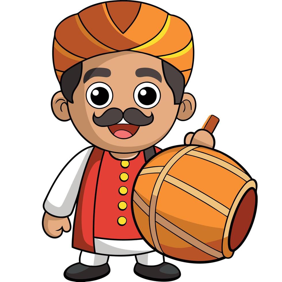 bengali man playing dhol vector