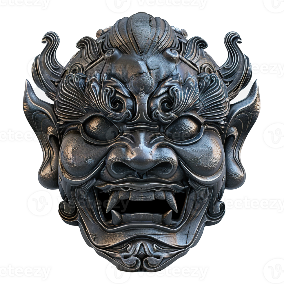 Ornate Metal Mask with Ferocious Expression png