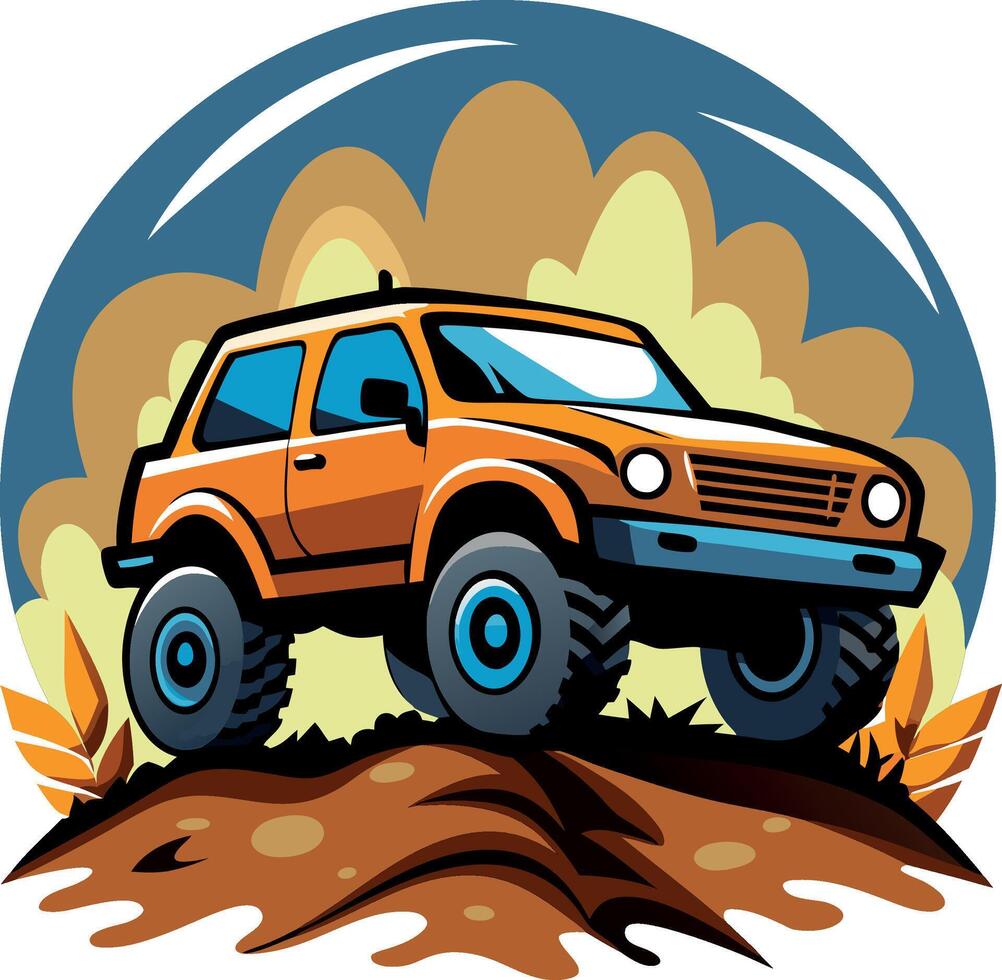 Create a off road car in a mud vector