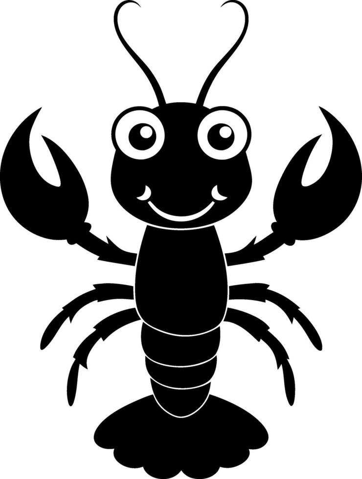 Lobster Silhouette black color only full body with white background vector