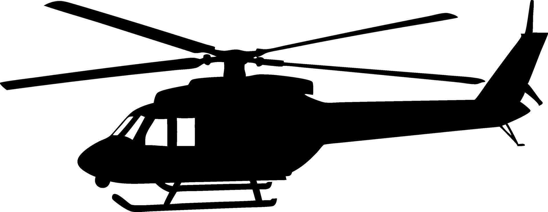 Helicopter black silhouette white background vector
