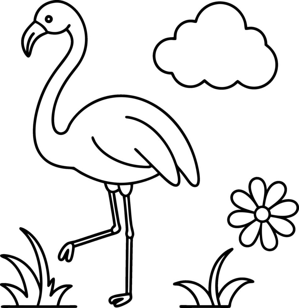 flamingo silhouette, exotic bird vector