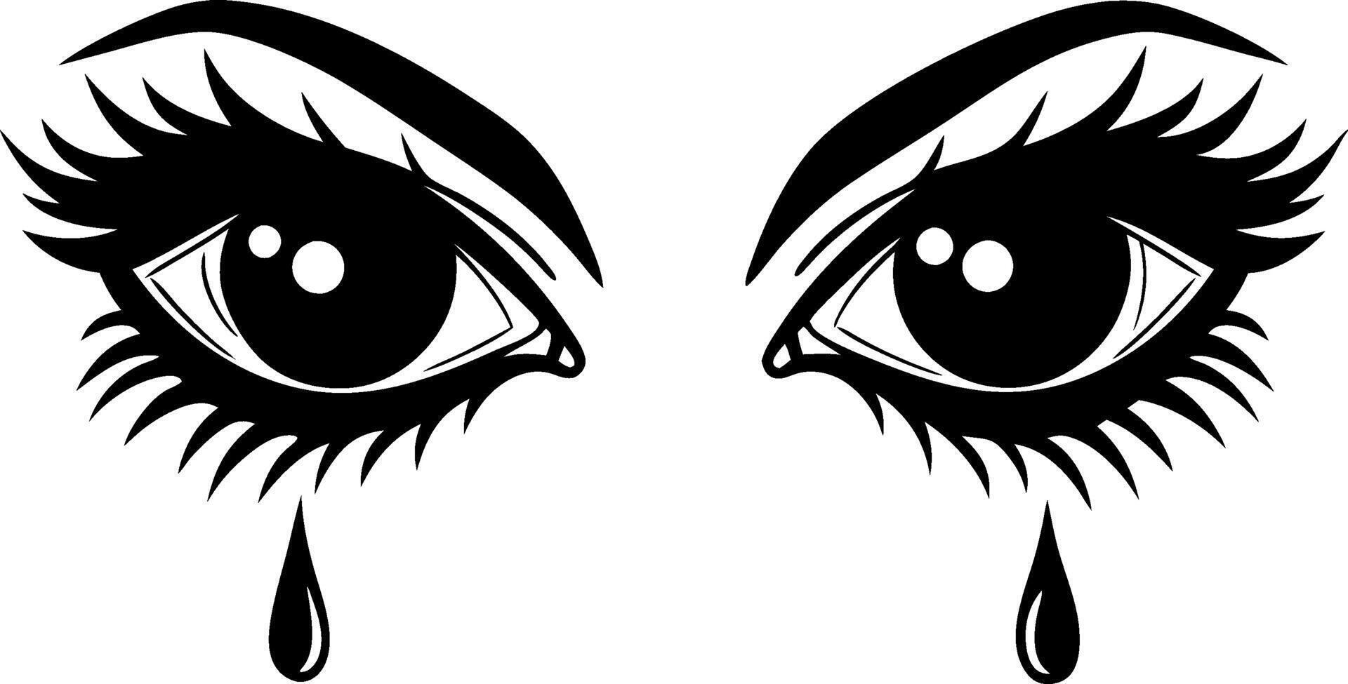 eyes with tears silhouette vector