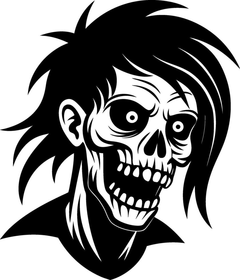 zombie skull with different long and short hair vector
