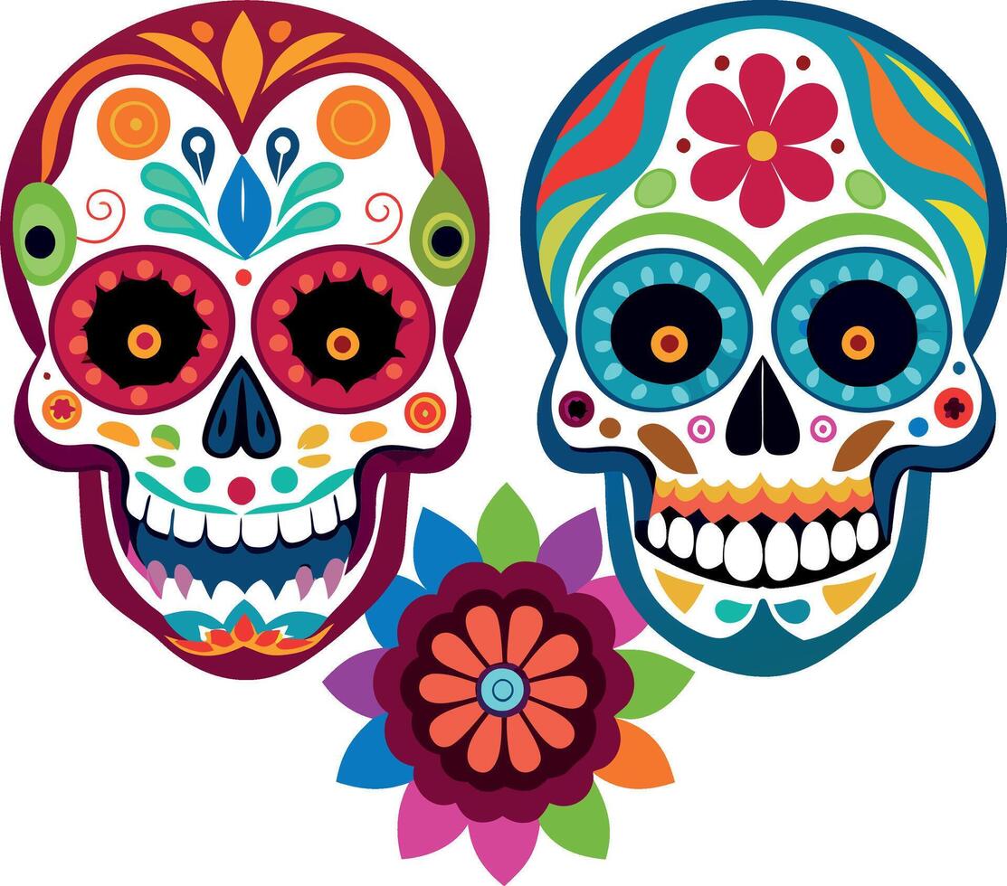colourfull skull design vector