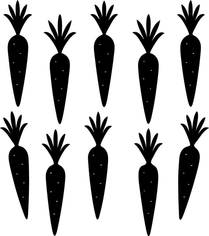 Carrots in different position silhouette design vector