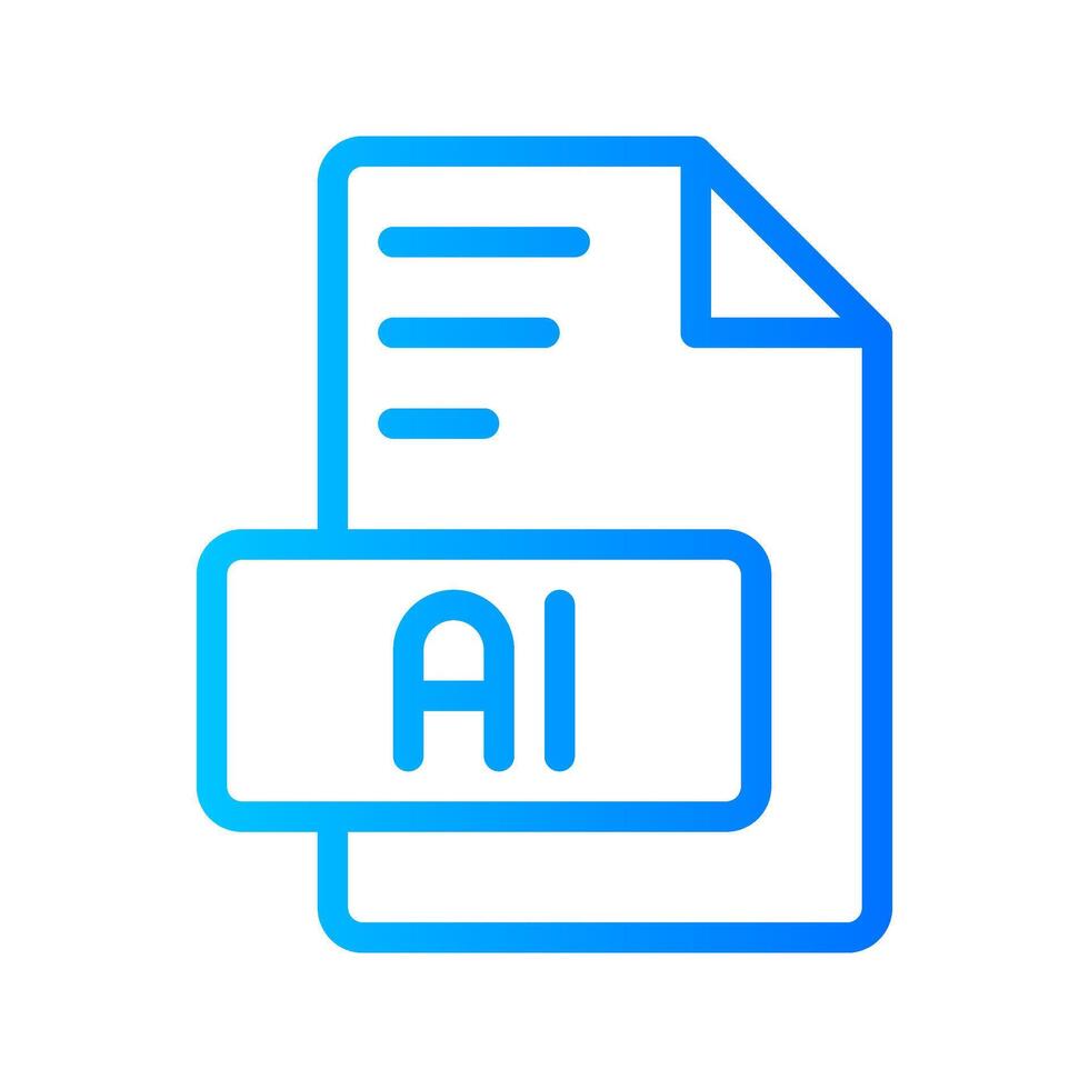 Ai Document file picture gradient icon. format file type icons symbol, Extension, type data, illustration. vector