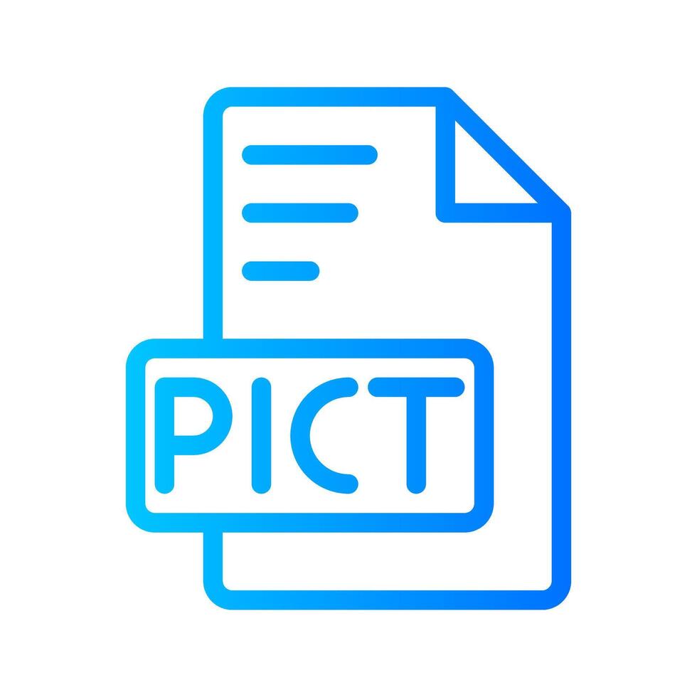 Pict Document file gradient icon. format file type icons symbol, Extension, type data, illustration. vector