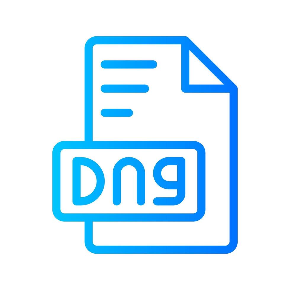 Dng Document file gradient icon. format file type icons symbol, Extension, type data, illustration. vector