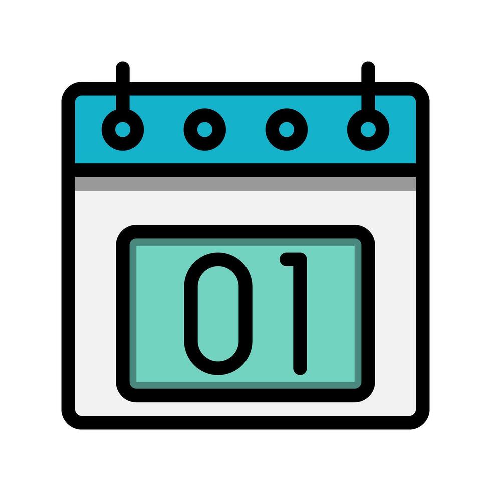 Calendar 1st date color linear icon. time, event, schedule and business symbols icons. Suitable for websites, UI, interfaces and mobile applications. vector