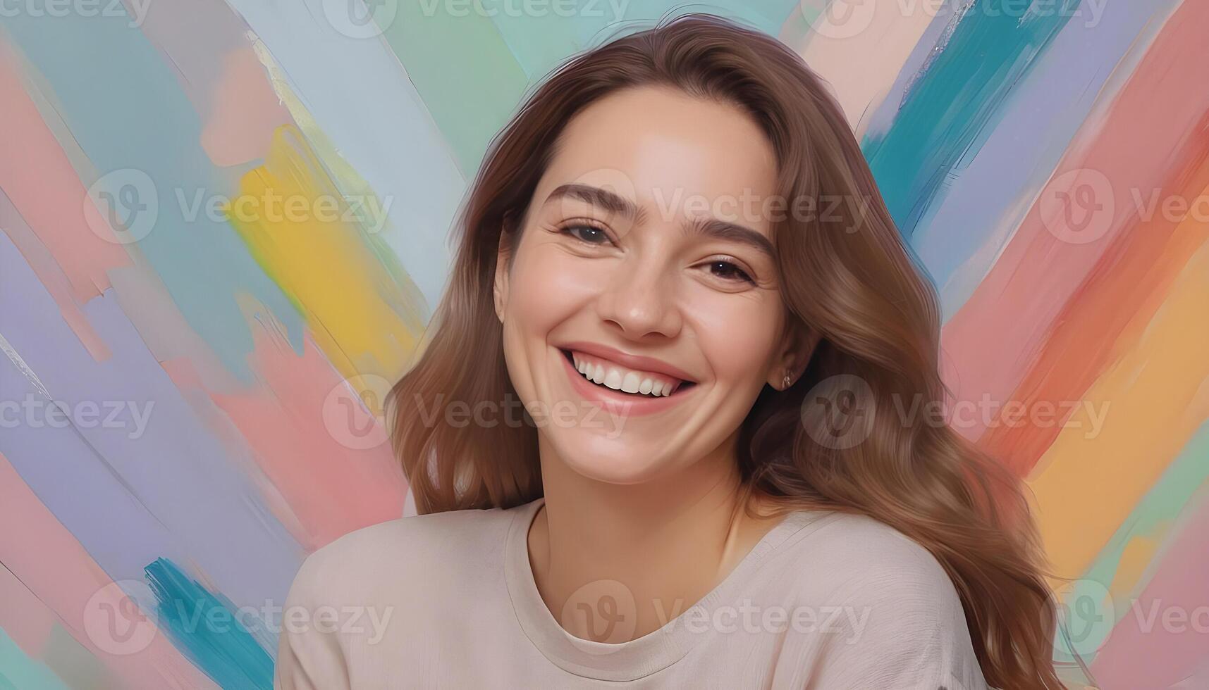 Happy woman smile and cheerful withcolorful background photo