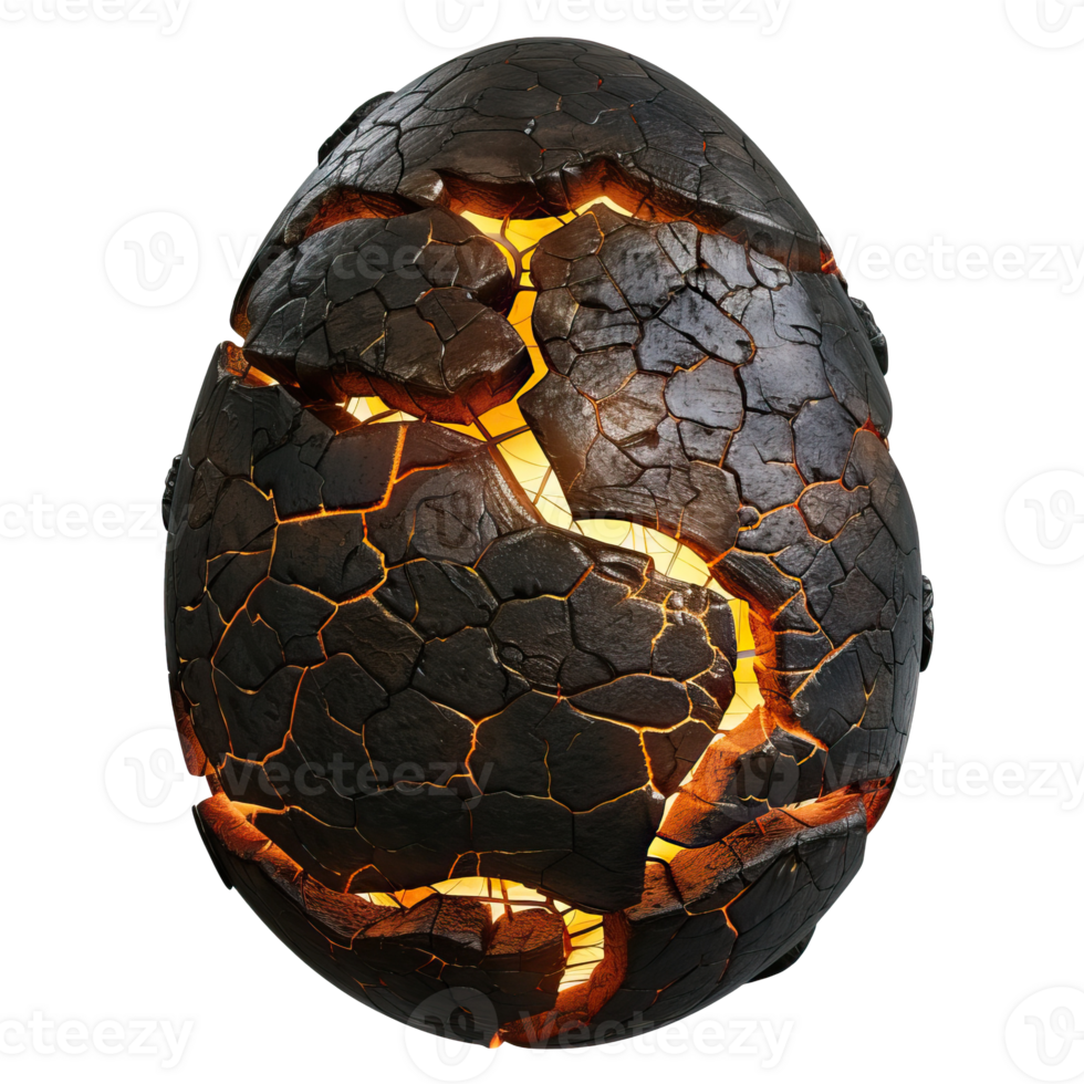 A Cracked and Glowing Stone Egg png