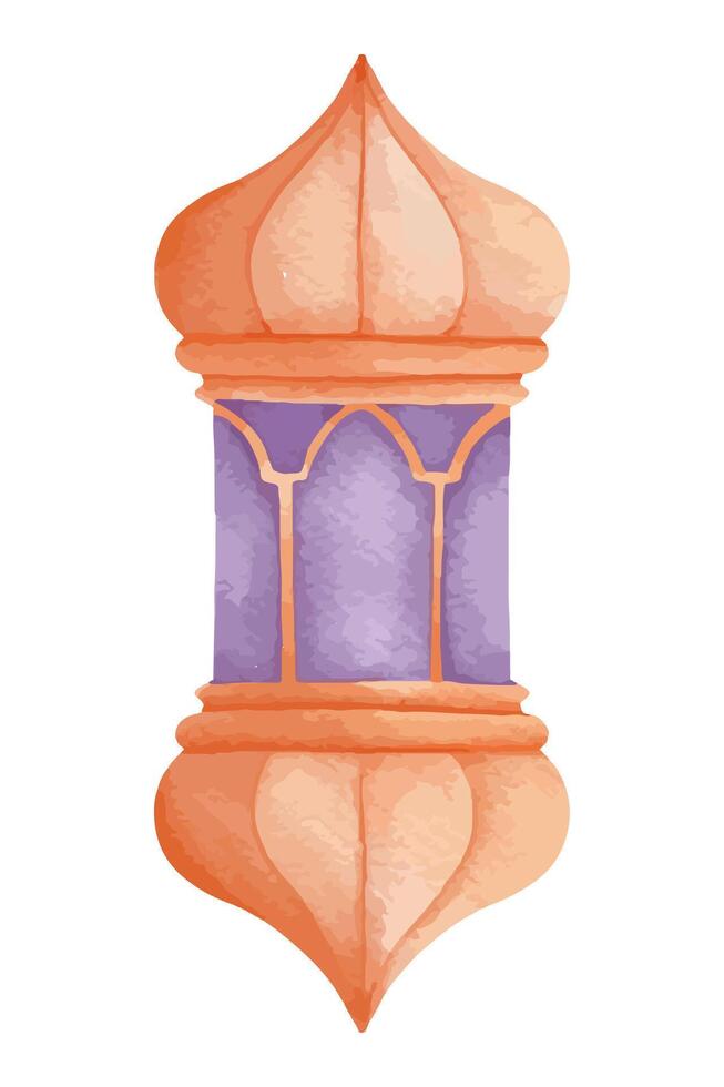 islamic lantern watercolor illustration vector