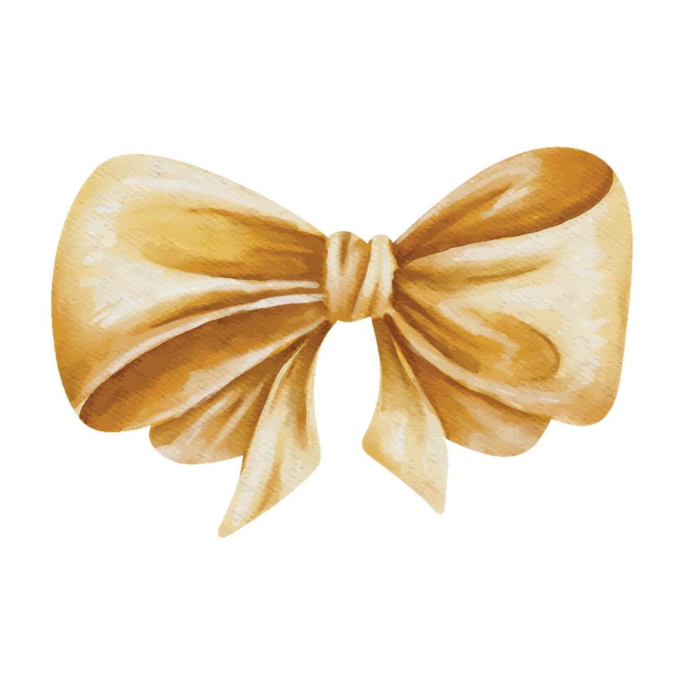 Gold Bow Ribbon Watercolor vector