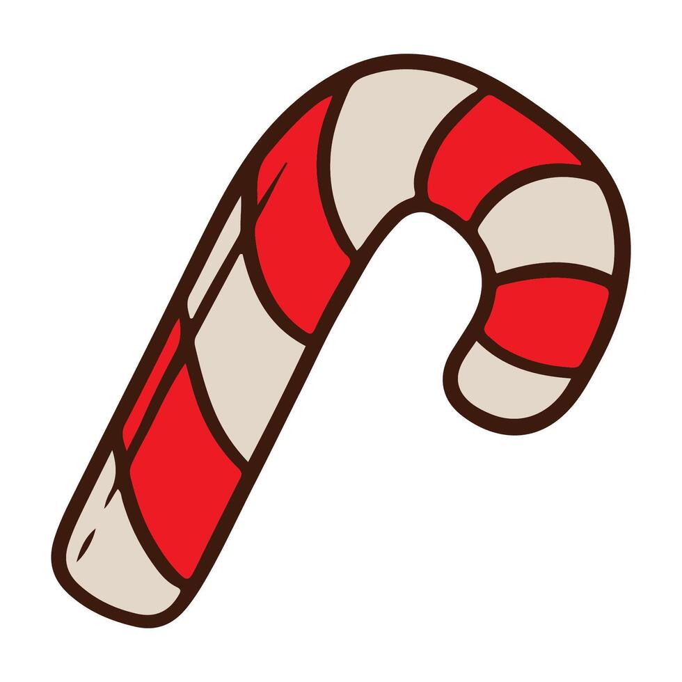 candy christmas element with line art illustration vector