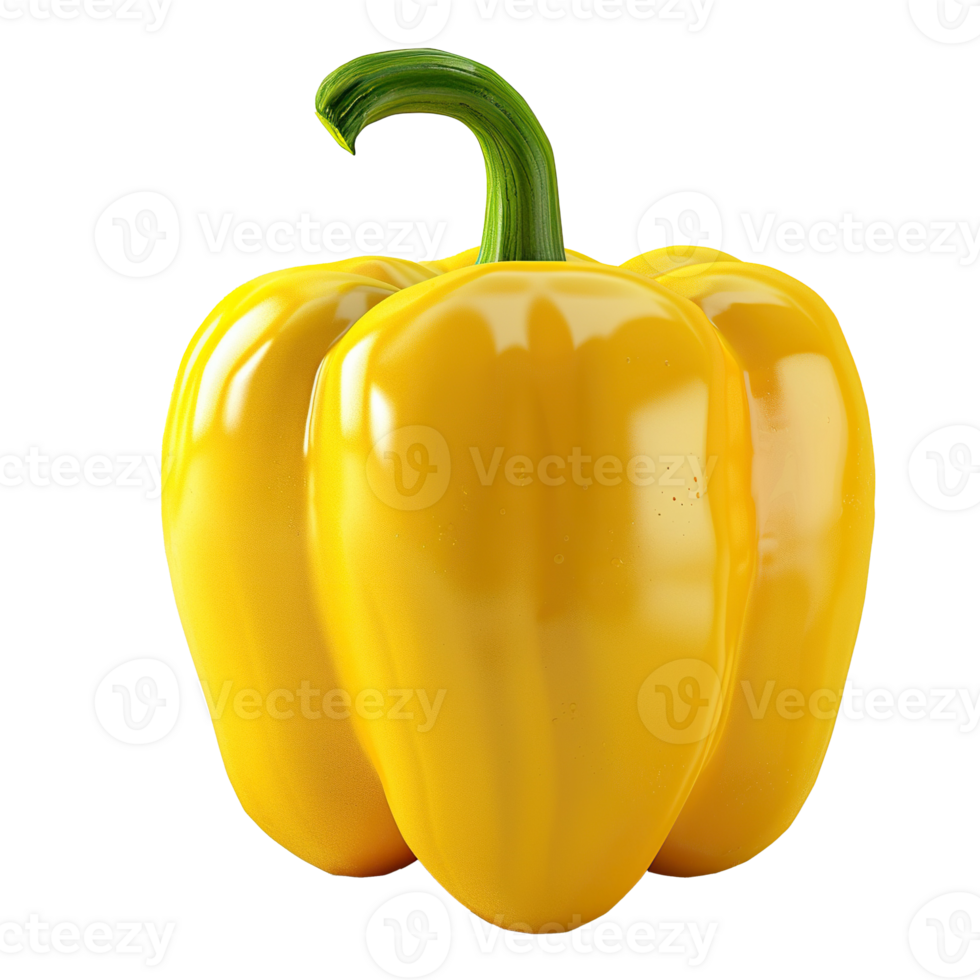 A Vibrant Yellow Bell Pepper with a Green Stem png