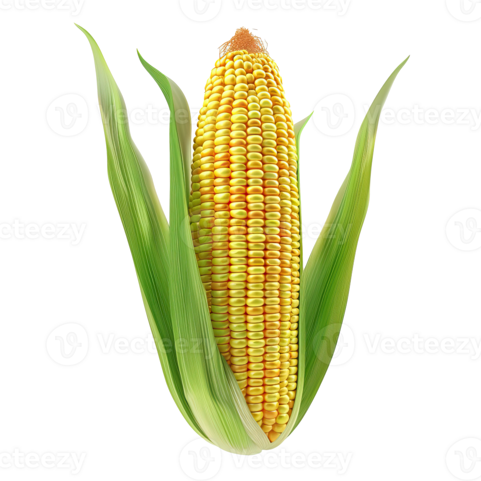 Single ear of corn with husks partially removed png
