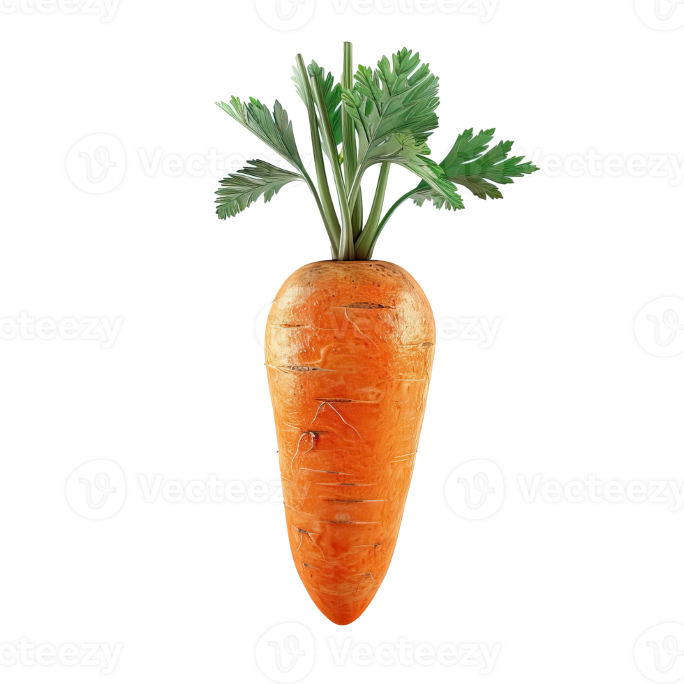 A Single Orange Carrot with Green Foliage png
