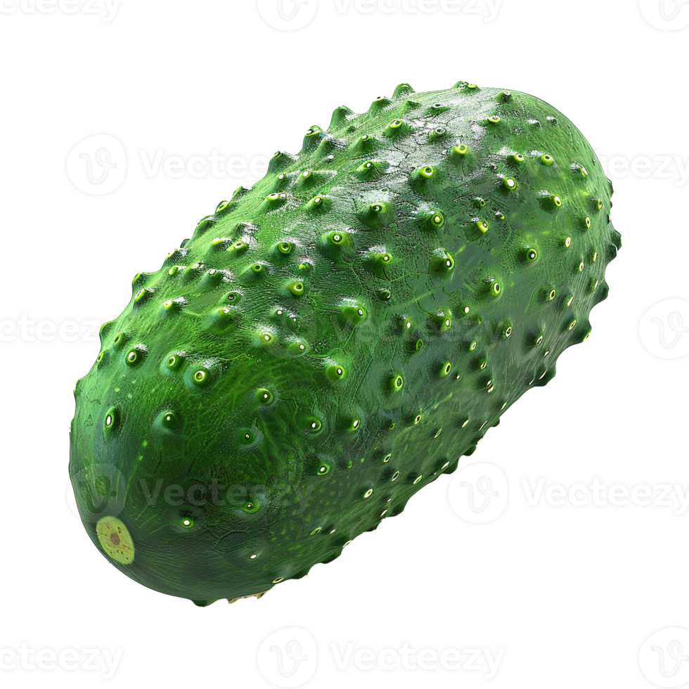 A closeup view of a green cucumber with a bumpy surface png