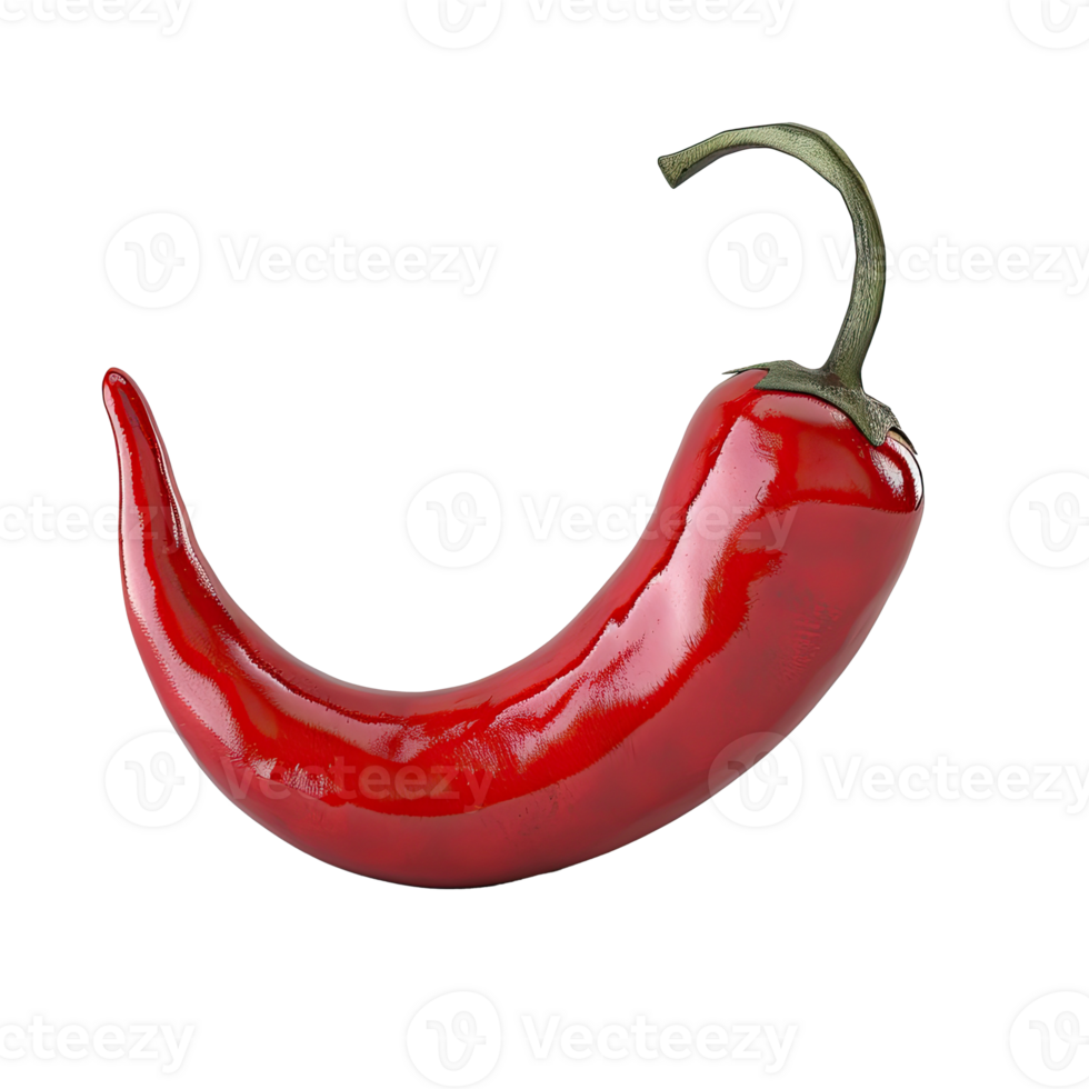A Single Red Chili Pepper with a Green Stem png