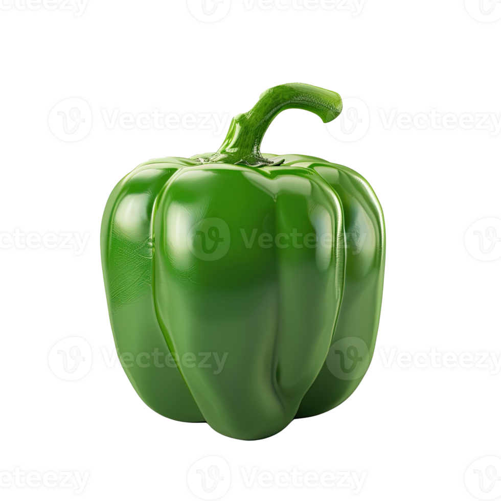 A Single Green Bell Pepper with a Smooth, Glossy Texture png
