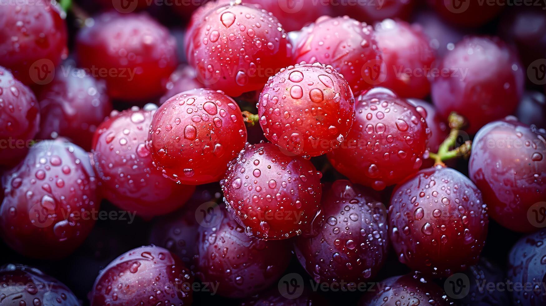 Bunch of red grapes with water drops, close-up. photo