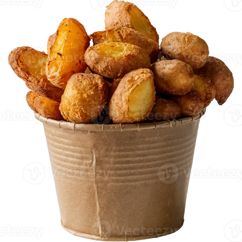 Fried Potatoes in Paper Bucket png