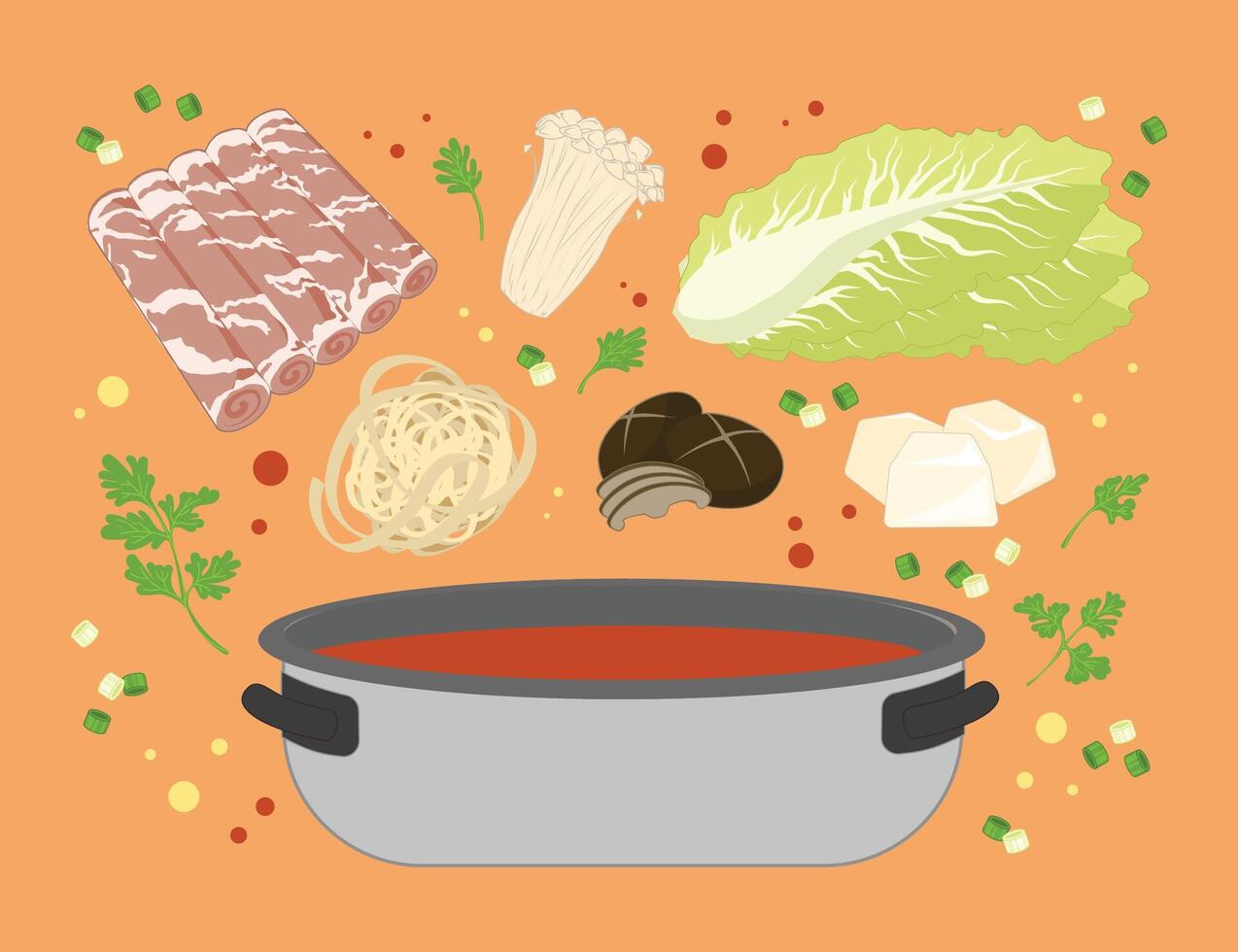 HotPot Ingredients illustration Set vector