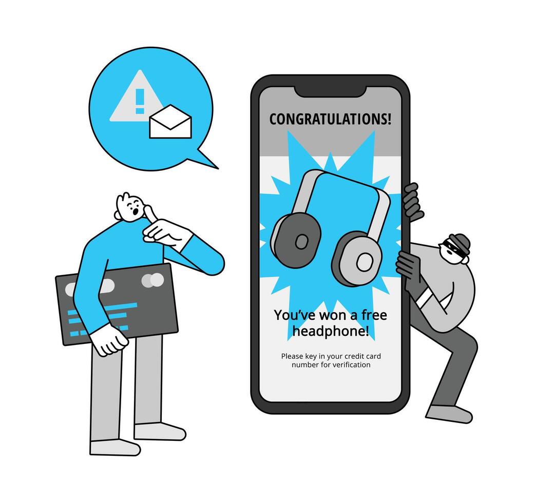 E-commerce Scam Hand Drawn Character Illustration vector