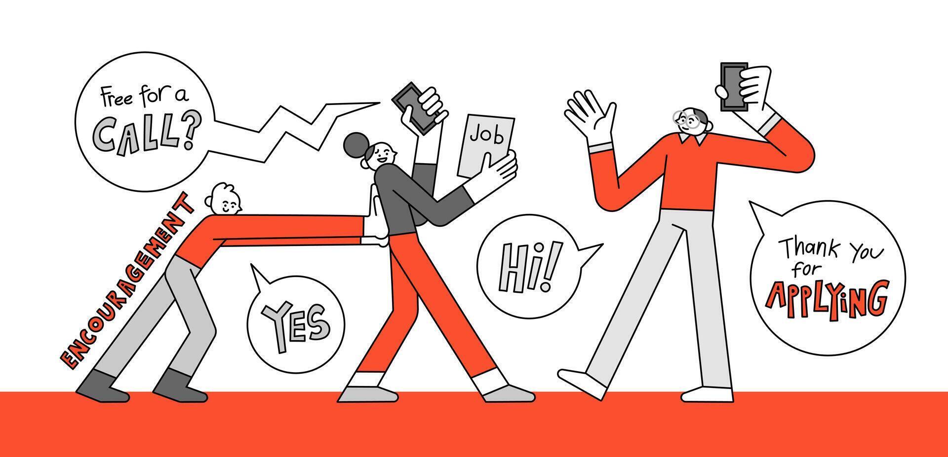 Being Supportive of the Candidate Hand Drawn Character Illustration vector