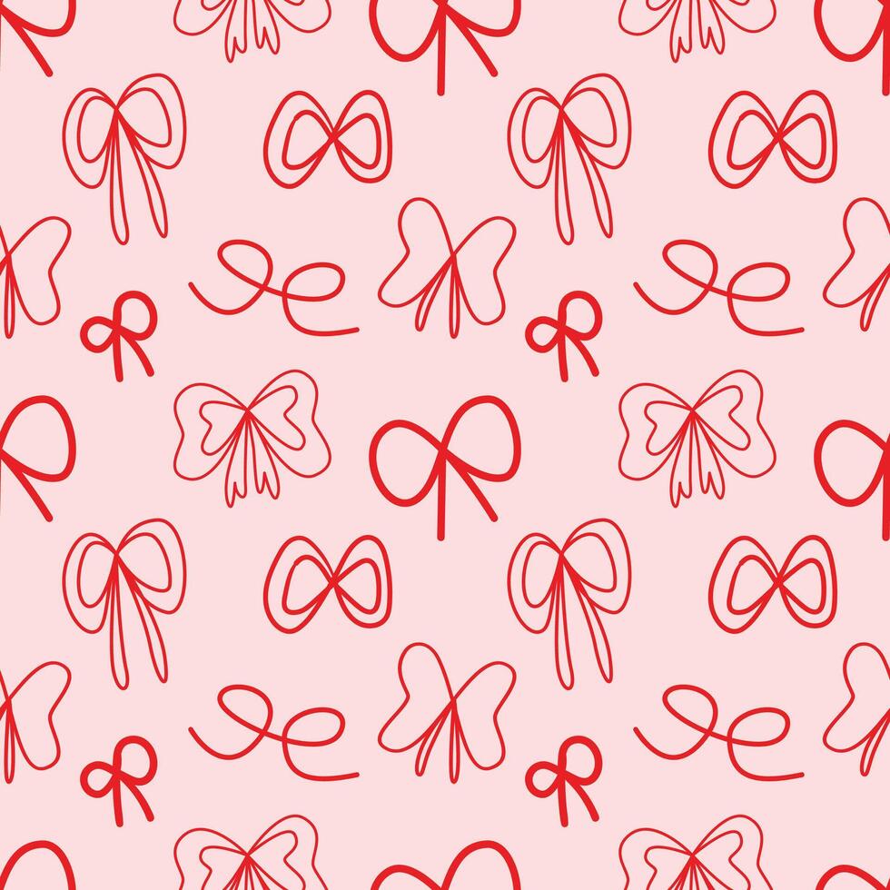 Various abstract bow or ribbon hand drawn with line seamless pattern background for wrapping and wallpaper vector