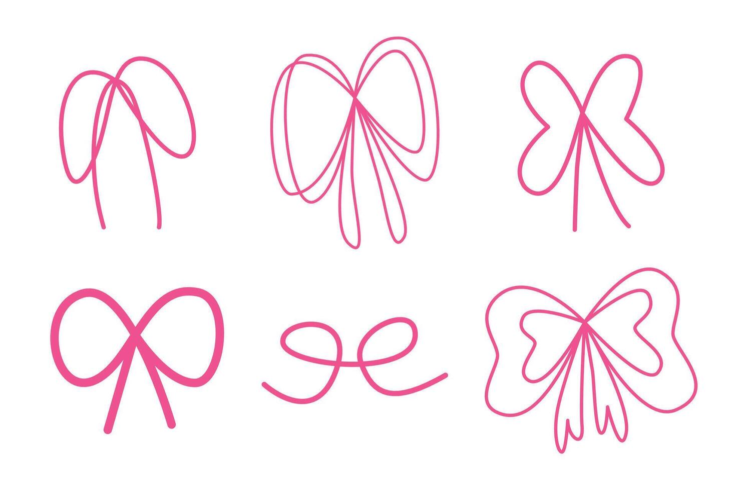 Various abstract bow or ribbon hand drawn with line for element and illustration vector