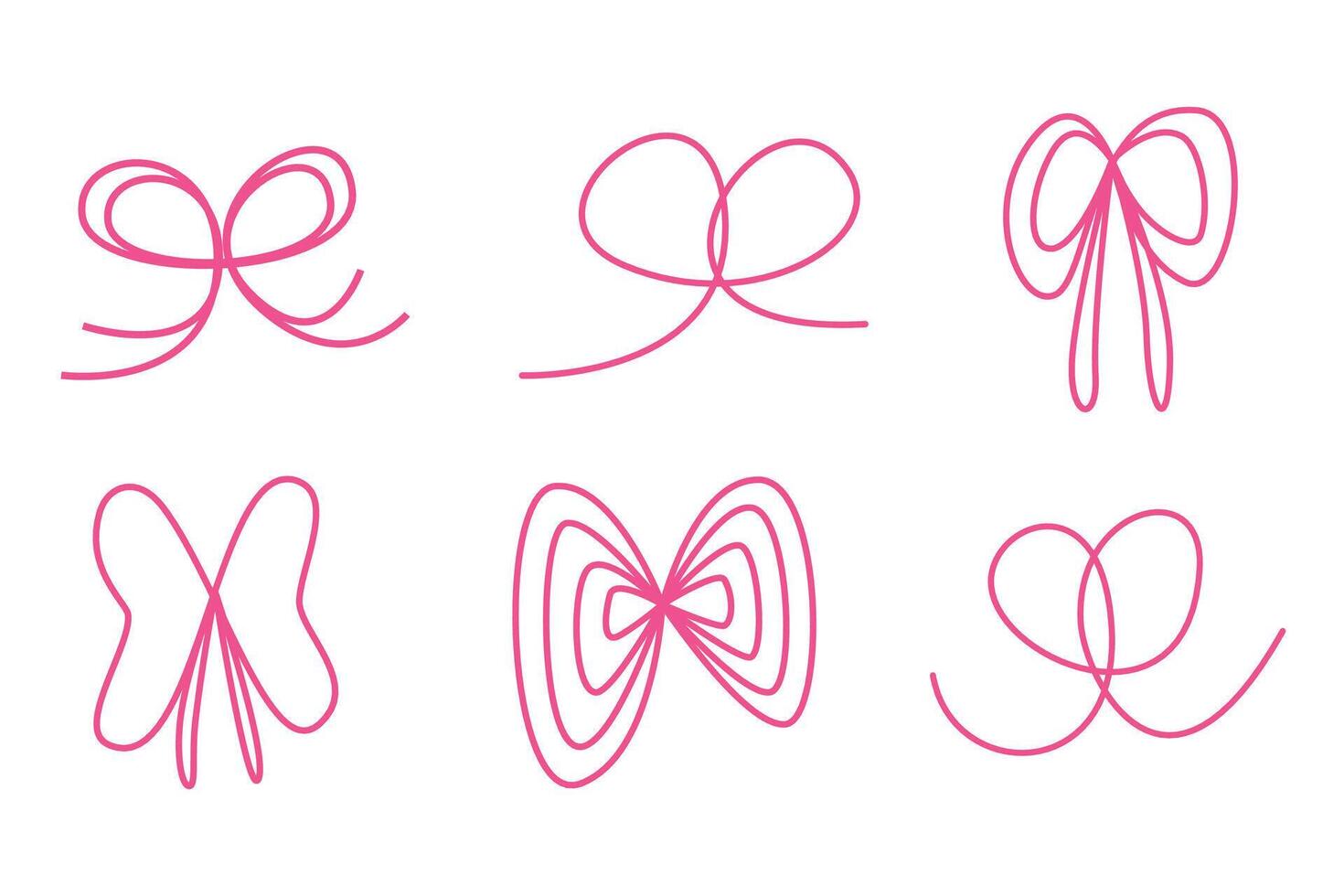 Various abstract bow or ribbon hand drawn with line for element and illustration vector