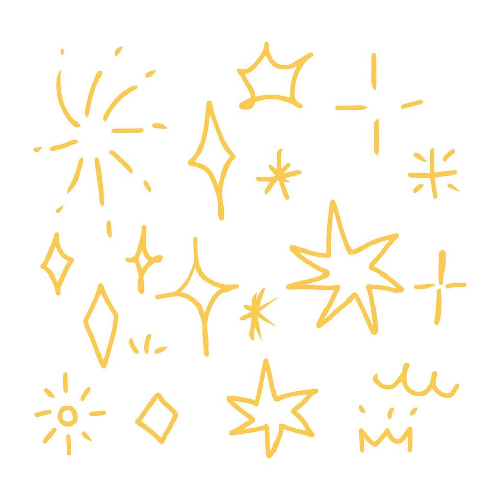Various star and sparkle doodle hand drawn for element and illustration vector