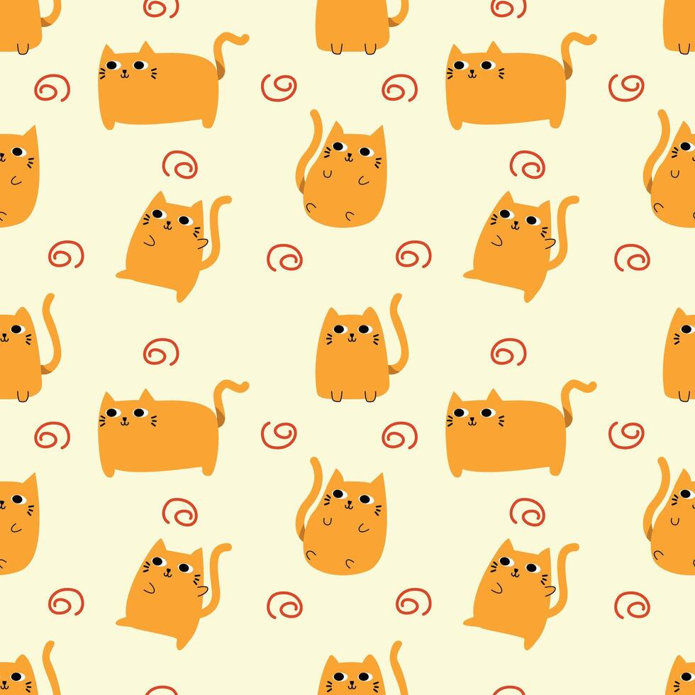 Cute cat cartoon character design seamless pattern background for wrapping,pet and wallpaper vector