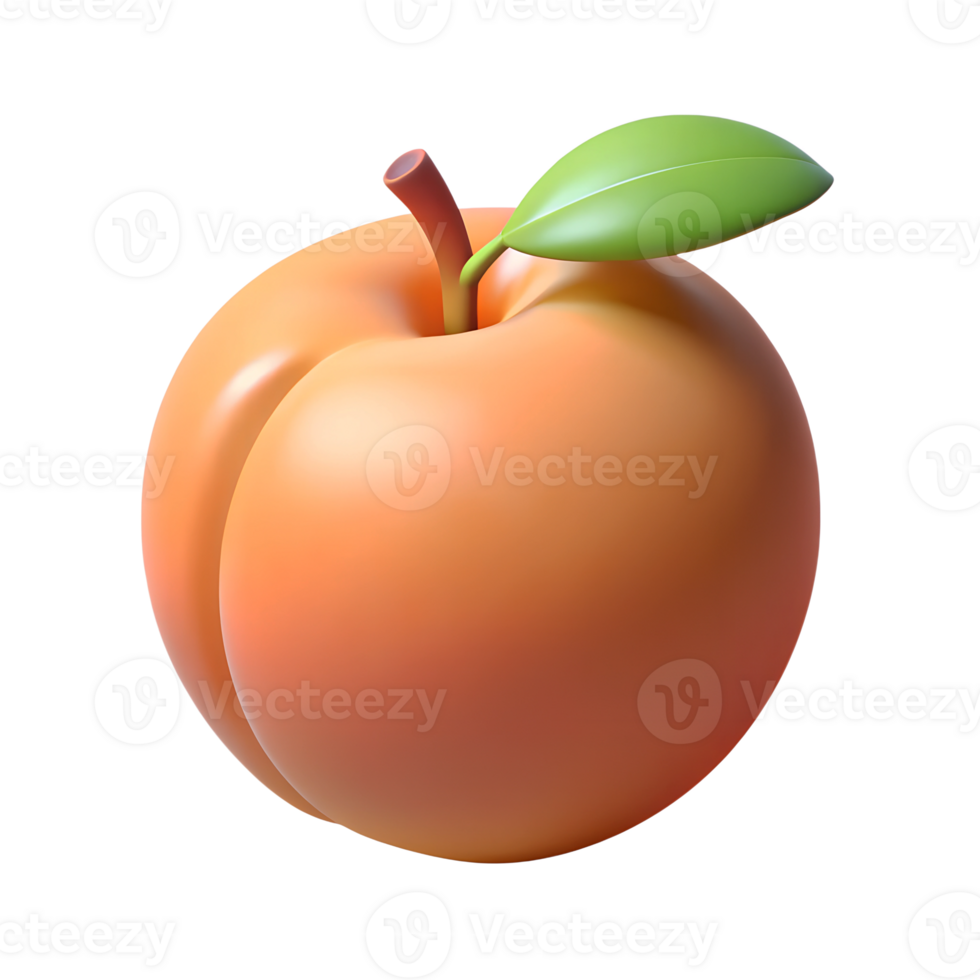peach 3d icon. Fruit. Isolated object on transparent background. High quality illustration png