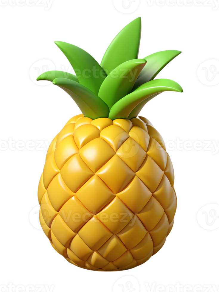 pineapple 3d icon. Fruit. Isolated object on transparent background. High quality illustration png