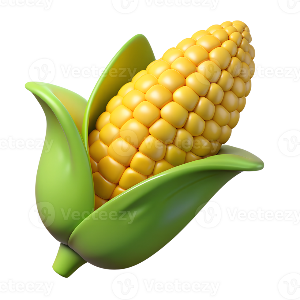 corn3d icon. vegetable. Isolated object on transparent background. High quality illustration png