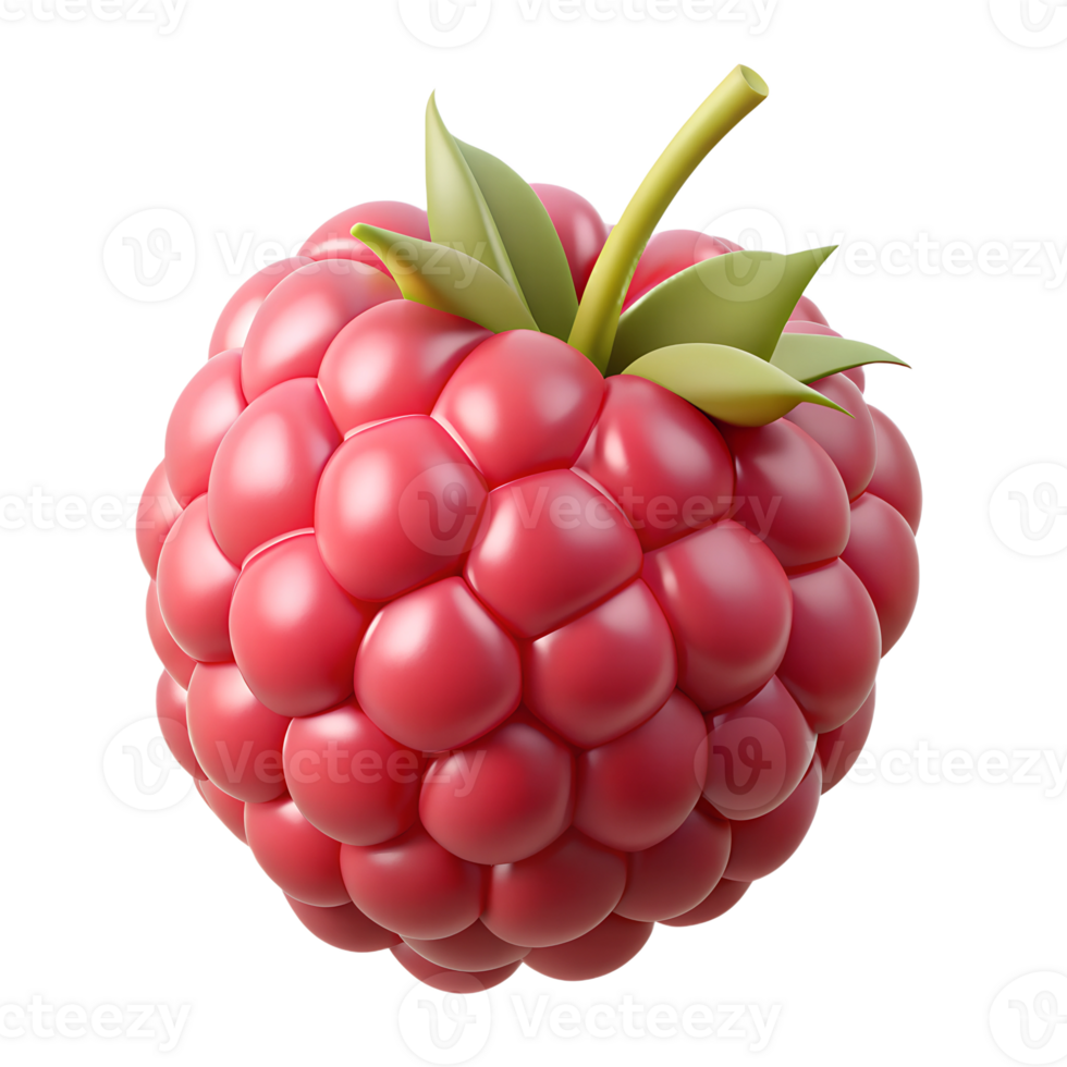 raspberry 3d icon. Fruit. Isolated object on transparent background. High quality illustration png