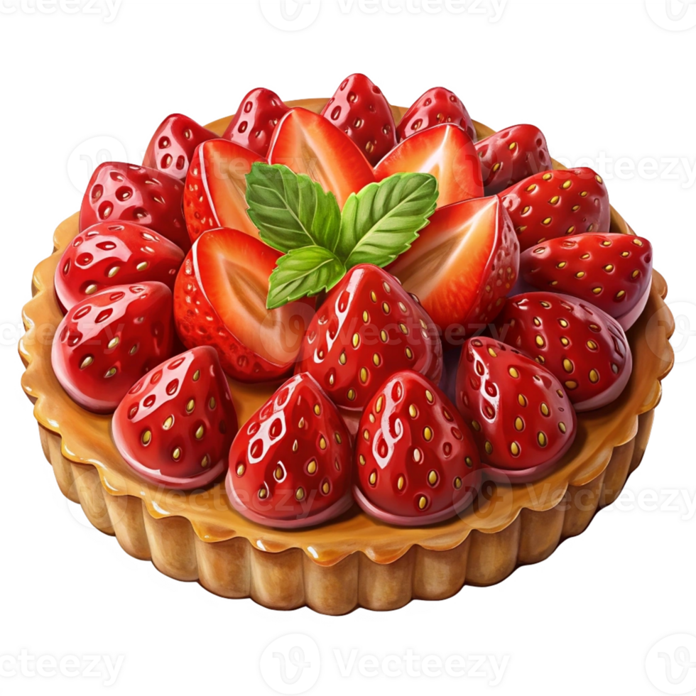 Strawberry pie. Delicious cake with strawberry. Dessert food. Sweet pastry bakery cafe advertising card. High quality illustration png