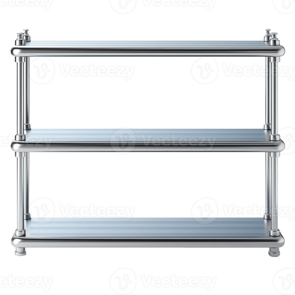 Three-tier chrome towel rack, isolated on transparent png