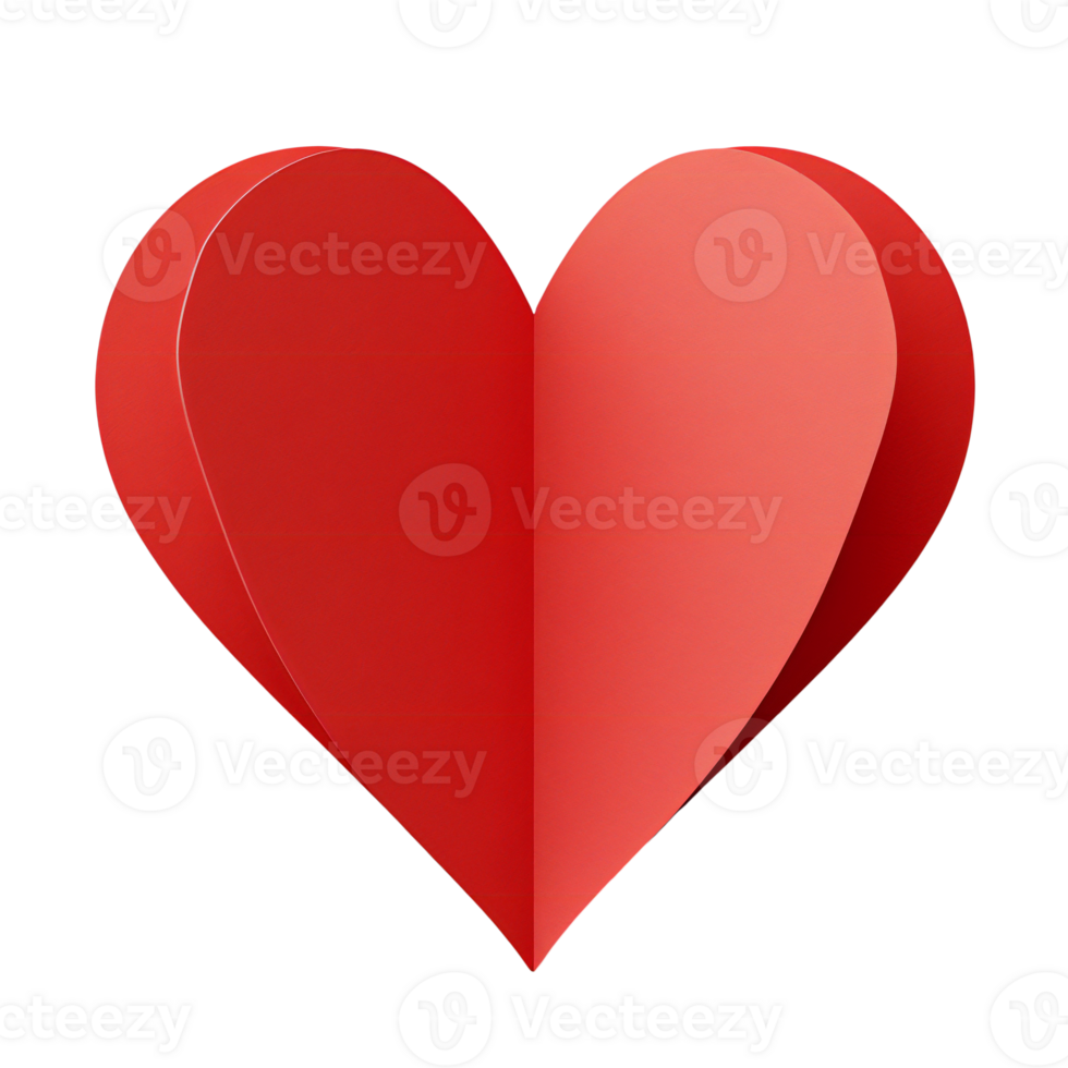 heart shaped red paper sticker. red heart isolated on transparent. valentines day png