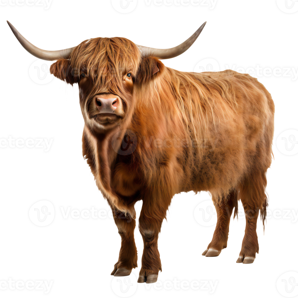 Scottish highland cattle. hairy cow. Scottish highland cattle isolated on transparent png